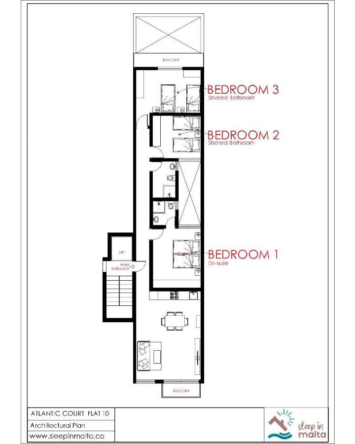 F10 Room 1, Private Double Room With Private Bathroom In Shared Flat Msida Eksteriør bilde